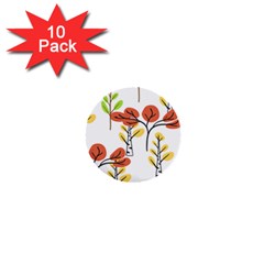 Tree Autumn Forest Landscape 1  Mini Buttons (10 Pack)  by Mariart