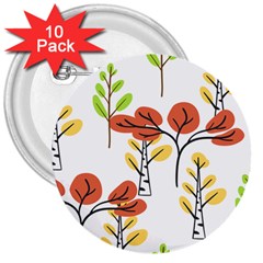 Tree Autumn Forest Landscape 3  Buttons (10 Pack)  by Mariart