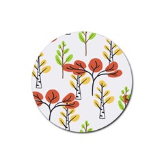 Tree Autumn Forest Landscape Rubber Coaster (round)  by Mariart