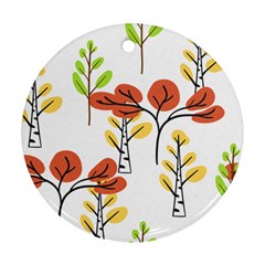 Tree Autumn Forest Landscape Round Ornament (two Sides) by Mariart