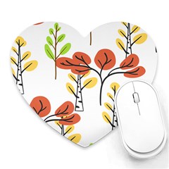 Tree Autumn Forest Landscape Heart Mousepads by Mariart