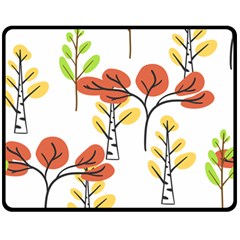 Tree Autumn Forest Landscape Double Sided Fleece Blanket (medium)  by Mariart