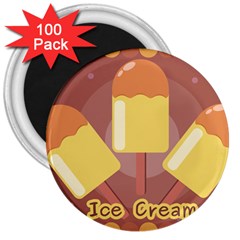 Cream Sweet Icecream 3  Magnets (100 Pack) by Bajindul