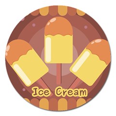 Cream Sweet Icecream Magnet 5  (round) by Bajindul