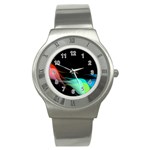 Flower 3d Colorm Design Background Stainless Steel Watch Front