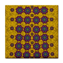 Bohemian Rare  Fantasy Flowers In The Festive Sun Tile Coaster by pepitasart