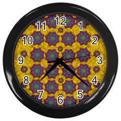 Bohemian Rare  Fantasy Flowers In The Festive Sun Wall Clock (black) by pepitasart