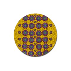 Bohemian Rare  Fantasy Flowers In The Festive Sun Magnet 3  (round) by pepitasart