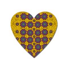 Bohemian Rare  Fantasy Flowers In The Festive Sun Heart Magnet by pepitasart