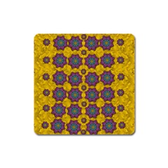 Bohemian Rare  Fantasy Flowers In The Festive Sun Square Magnet by pepitasart