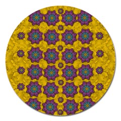 Bohemian Rare  Fantasy Flowers In The Festive Sun Magnet 5  (round) by pepitasart