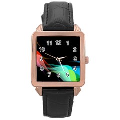 Flower 3d Colorm Design Background Rose Gold Leather Watch 