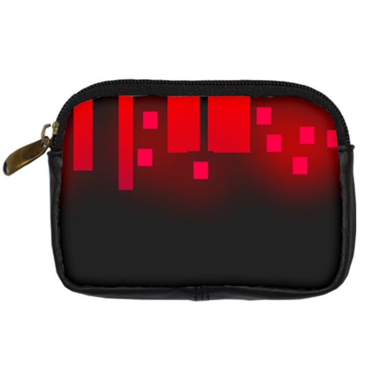 Light Neon City Buildings Sky Red Digital Camera Leather Case