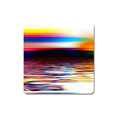 Lake Sea Water Wave Sunset Square Magnet by HermanTelo