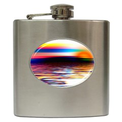 Lake Sea Water Wave Sunset Hip Flask (6 Oz)