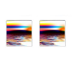 Lake Sea Water Wave Sunset Cufflinks (square) by HermanTelo