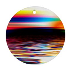 Lake Sea Water Wave Sunset Round Ornament (two Sides) by HermanTelo