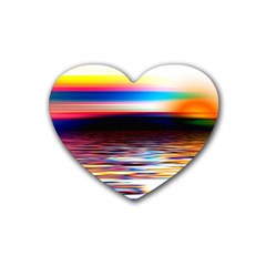 Lake Sea Water Wave Sunset Rubber Coaster (heart) 