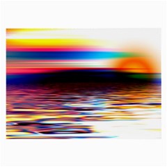 Lake Sea Water Wave Sunset Large Glasses Cloth by HermanTelo