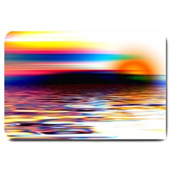 Lake Sea Water Wave Sunset Large Doormat  by HermanTelo