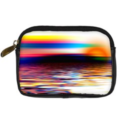 Lake Sea Water Wave Sunset Digital Camera Leather Case