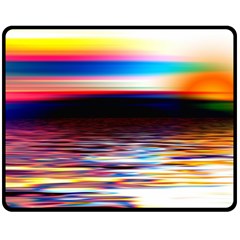 Lake Sea Water Wave Sunset Fleece Blanket (medium)  by HermanTelo