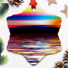 Lake Sea Water Wave Sunset Snowflake Ornament (two Sides)