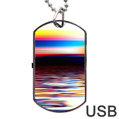 Lake Sea Water Wave Sunset Dog Tag Usb Flash (two Sides) by HermanTelo