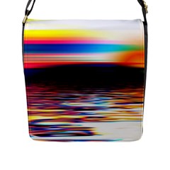 Lake Sea Water Wave Sunset Flap Closure Messenger Bag (l) by HermanTelo