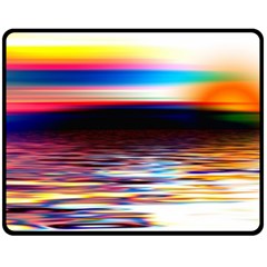 Lake Sea Water Wave Sunset Double Sided Fleece Blanket (medium)  by HermanTelo