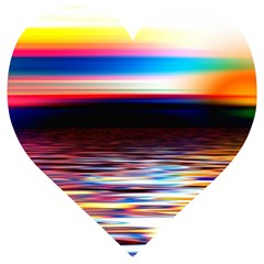 Lake Sea Water Wave Sunset Wooden Puzzle Heart