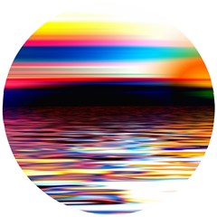 Lake Sea Water Wave Sunset Wooden Puzzle Round