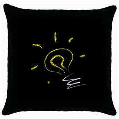 Bulb Light Idea Electricity Throw Pillow Case (black) by HermanTelo