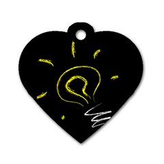 Bulb Light Idea Electricity Dog Tag Heart (two Sides)