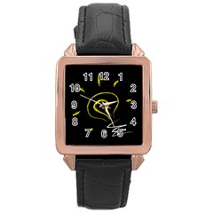 Bulb Light Idea Electricity Rose Gold Leather Watch 