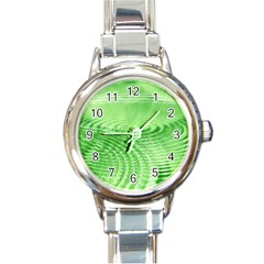 Wave Concentric Circle Green Round Italian Charm Watch by HermanTelo