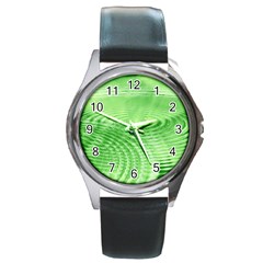 Wave Concentric Circle Green Round Metal Watch by HermanTelo