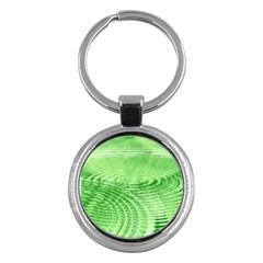 Wave Concentric Circle Green Key Chain (round) by HermanTelo