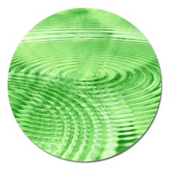 Wave Concentric Circle Green Magnet 5  (round) by HermanTelo