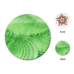 Wave Concentric Circle Green Playing Cards Single Design (round)