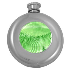 Wave Concentric Circle Green Round Hip Flask (5 Oz)