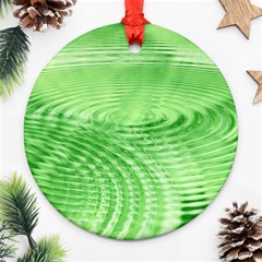 Wave Concentric Circle Green Round Ornament (two Sides)