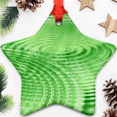 Wave Concentric Circle Green Star Ornament (two Sides)