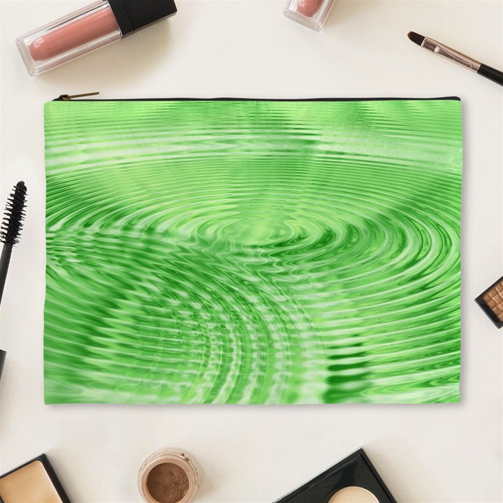 Wave Concentric Circle Green Cosmetic Bag (XL)