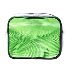 Wave Concentric Circle Green Mini Toiletries Bag (one Side)