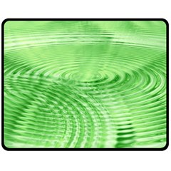 Wave Concentric Circle Green Fleece Blanket (medium)  by HermanTelo