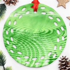 Wave Concentric Circle Green Round Filigree Ornament (two Sides) by HermanTelo