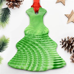 Wave Concentric Circle Green Christmas Tree Ornament (two Sides)