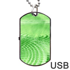 Wave Concentric Circle Green Dog Tag Usb Flash (one Side) by HermanTelo