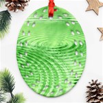 Wave Concentric Circle Green Oval Filigree Ornament (Two Sides) Front